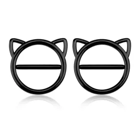 14G Black Kitty Clicker Nipple Shield Set