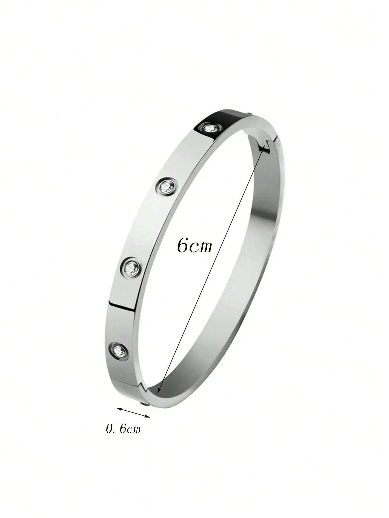 1pc Fashionable Stainless Steel Rhinestone Decor Bangle For Women For Daily Decoration