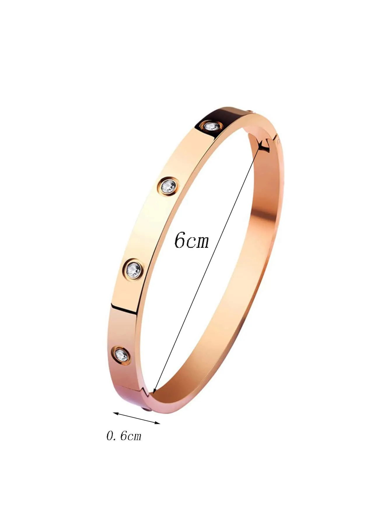 1pc Fashionable Stainless Steel Rhinestone Decor Bangle For Women For Daily Decoration