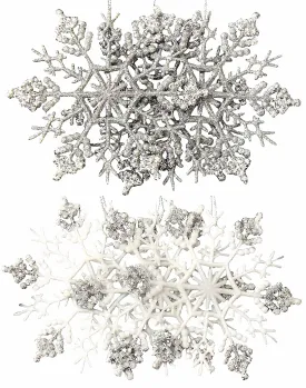 3-Pack of Glitter Snowflake Ornaments (Silver/White)