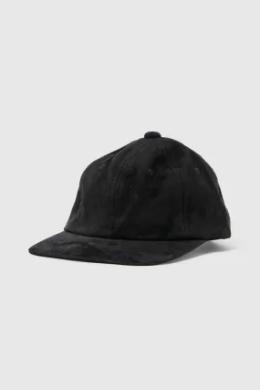 6 Panel Water-Repellent Suede Cap - Black