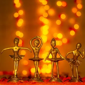 Antique Brass Dancing Girls (Set of 4)