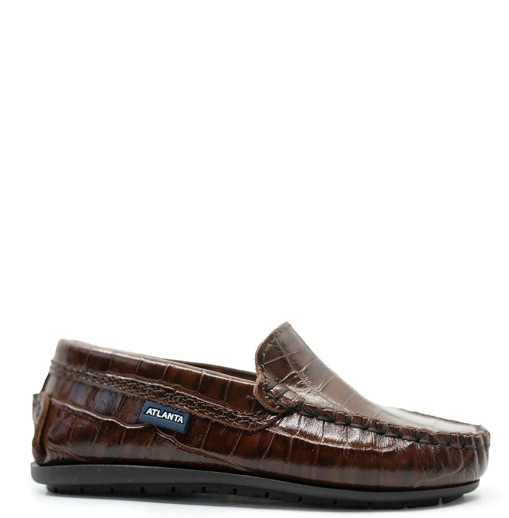 Atlanta Mocassin Cognac Croc Loafer