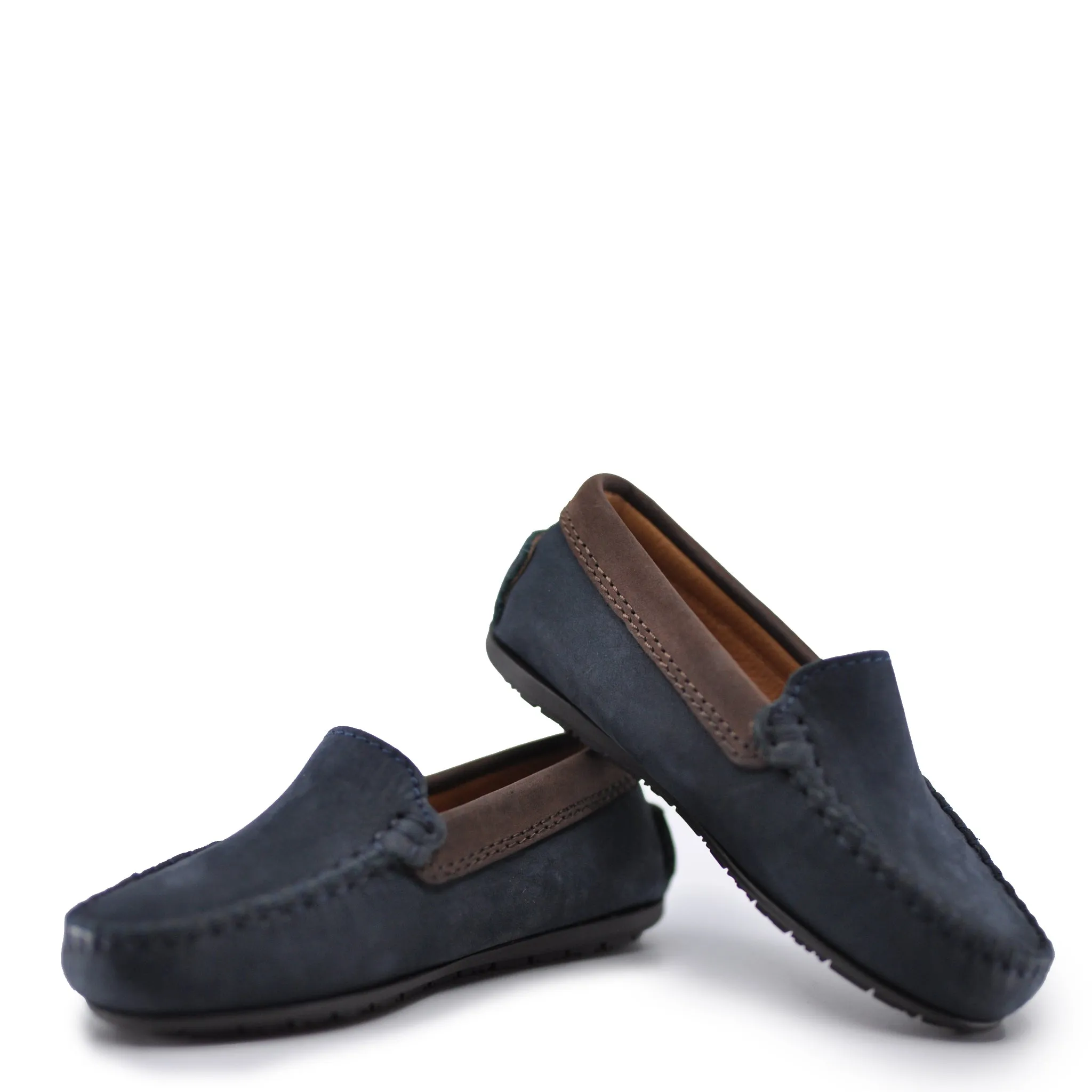 Atlanta Mocassin Navy and Brown Nubok Loafer