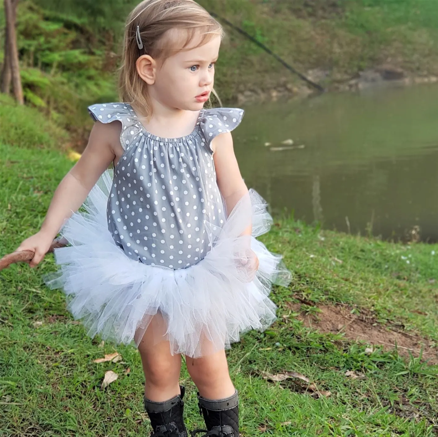 Ballerina Tutu - White with Peonie Flower