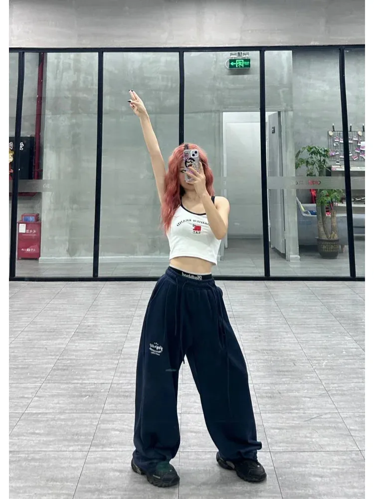 Blue Baggy Jogging Sweatpants Women Kpop Y2K Harajuku Hippie Oversize Wide Leg Pant