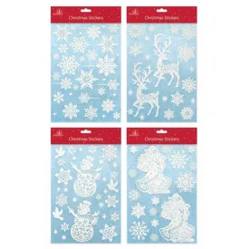 Christmas Iridescent Snow Window Stickers - Assorted Glitter Decoration Winter Holiday