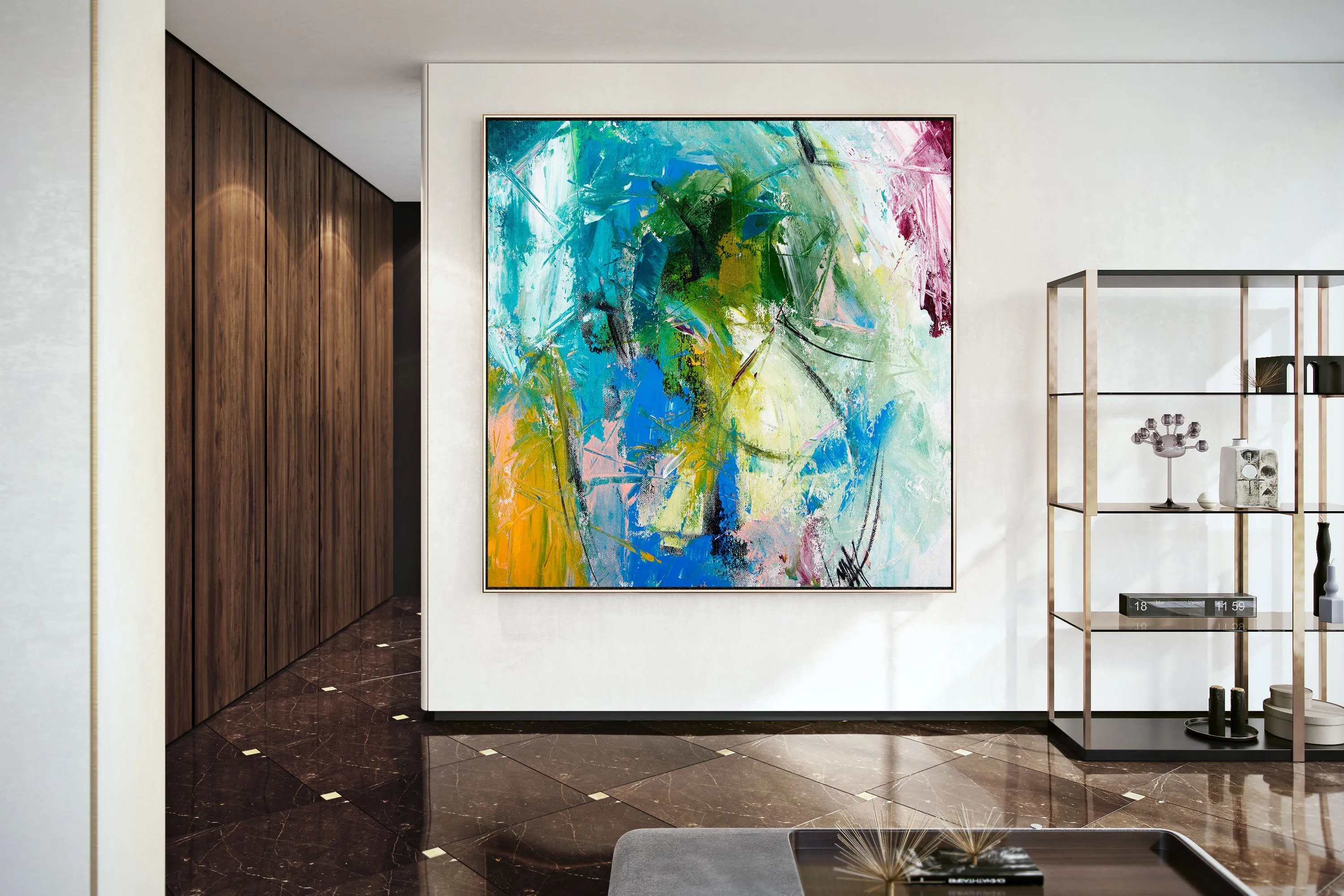 Colorful Painting Large Artwork Bathroom Wall Art Abstract Painting on Canvas Dp017