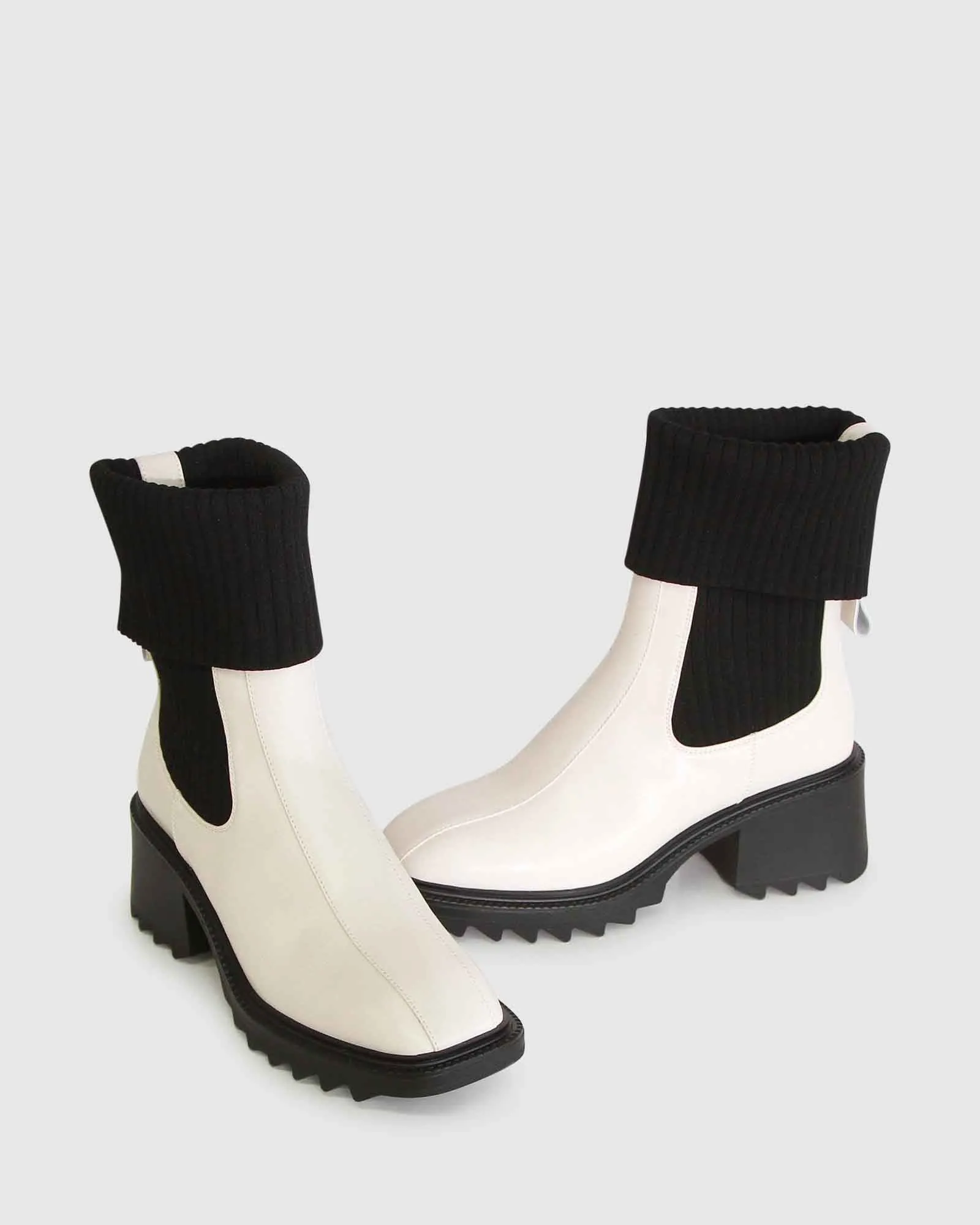 Perfect Illusion Knit Boot - Cream/Black