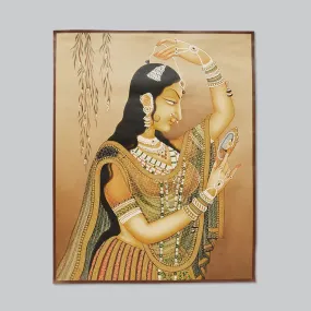 Traditional Art Canvas Bani Thani Print with Mirror 16 x 20 in